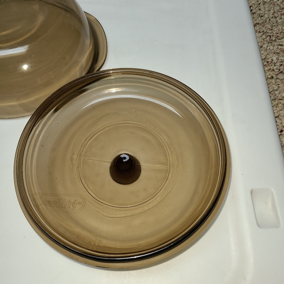 Pyrex Glass Amber 1.5 Qt L Baking Dish with Lid 023 N Round - Picture 6 of 8